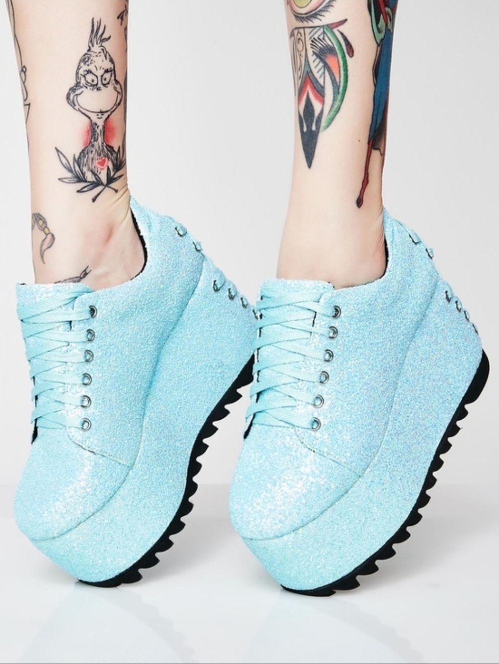 Dolls Kill Glitter Platform Sneakers - Light Blue - Picture 4 of 4